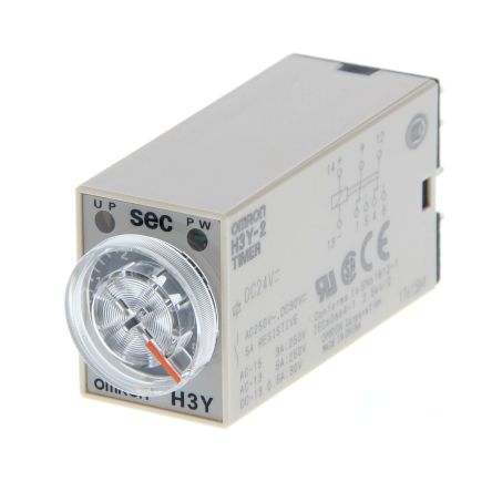 Omron Timer Relay, 4-Contact, 200 to 230 V ac 200V ac, 230 V ac, 30 min, 1-Function, DPDT Switch Configuration