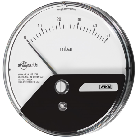 WIKA 4 to 6 mm Differential Pressure Gauge, 110 mm, 100 Pa