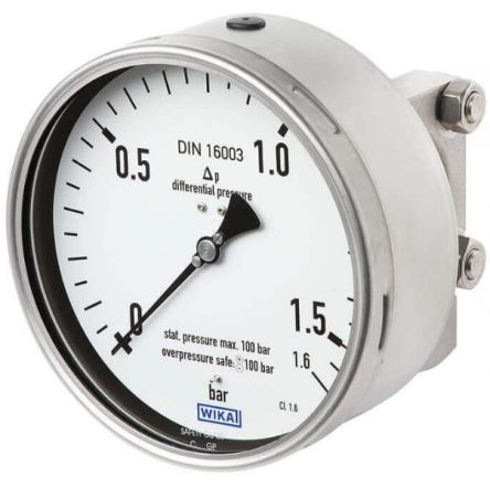 WIKA G 1/2 Process Differential Pressure Gauge, 160 mm, 2.5 bar