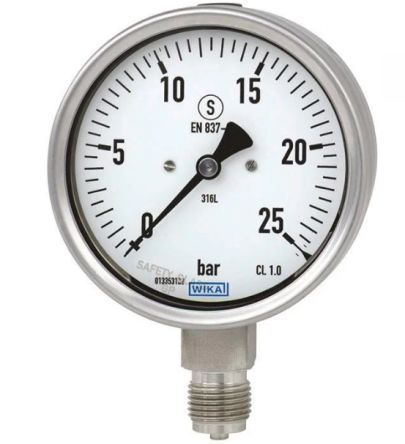 WIKA 1/2 in NPT Process Pressure Gauge, 100 mm, 1600 kPa