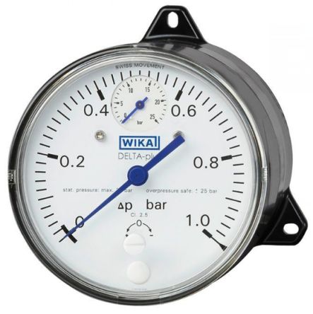 WIKA G 1/4 Female Differential Pressure Gauge, 100 mm, 250 mbar
