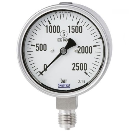 WIKA 9/16-18 UNF Female Pressure Gauge, 100 mm, 2000 bar