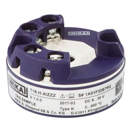WIKA T16.H Temperature Transmitter K Type Thermocouple Input, 85 °C, -40 °C