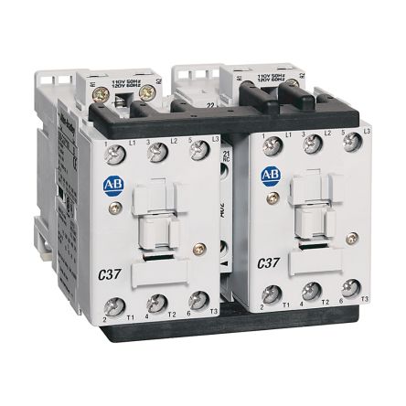 Allen Bradley 104-C Reversing Contactor, 24V dc Coil, 3-Pole, 9 A, 7.5 kW 24V dc, 1 NO/3 NC, 690V ac