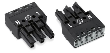 WAGO 770 Series Cable Lighting Connector Female Push-in, 3-Pole, 25A, 3-Way, IP20
