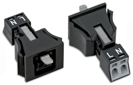WAGO 890 Series Snap-in Lighting Connector Female Cage Clamp, 2-Pole, 16A, 2-Way, IP40