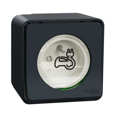 Schneider Electric Mureva Styl Grey 1 Gang EV Charging Socket, 16A Indoor & Outdoor, French 2P