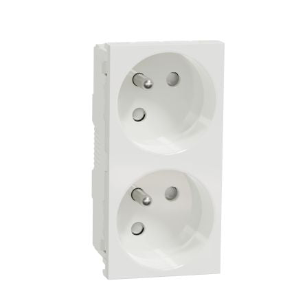 Schneider Electric White 2 Gang Power Socket, 16A Indoor, French 2P
