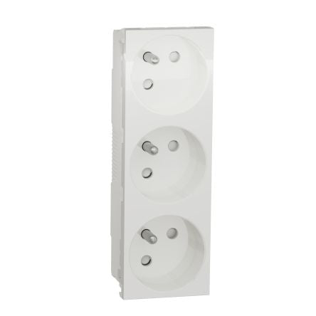 Schneider Electric Unica White 3 Gang Power Socket, 16A Indoor, French 2P