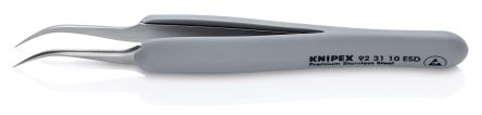 Knipex 122mm Stainless Steel Bent ESD Safe Tweezer