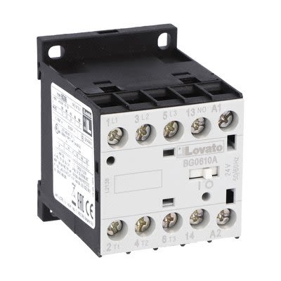 Lovato BG06 Contactor, 575V Coil, 3-Pole, 6 A, 3 kW, 1 NO, 690V
