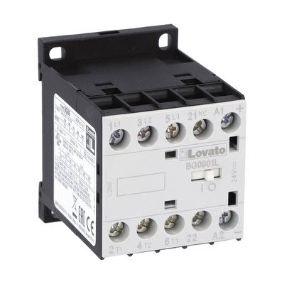 Lovato BG09 Contactor, 24V Coil, 3-Pole, 9 A, 4.5 kW, 1 NC, 440V