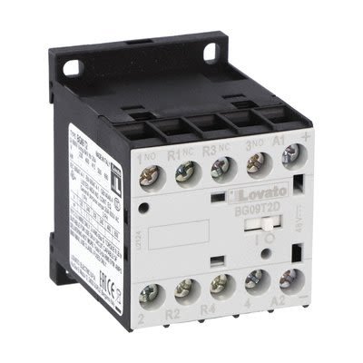 Lovato BG09 Contactor, 220V Coil, 4-Pole, 20 A, 15 kW, 2 NO/2 NC, 440V
