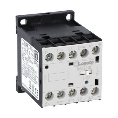 Lovato BG12 Contactor, 220V Coil, 3-Pole, 5 kW, 1 NC, 690V