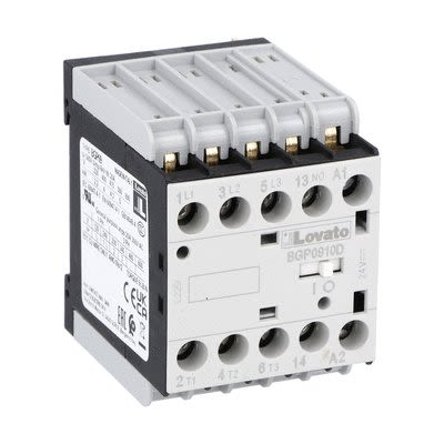 Lovato BGP09 Contactor, 220V dc Coil, 3-Pole, 20 A, 22 kW 220V dc, 690V