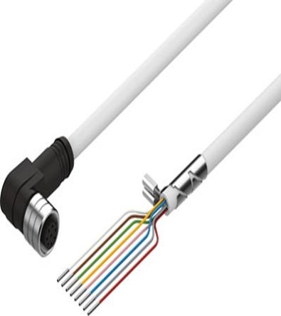 Festo Female 8 way M12, Right Angle to 8 way Pigtail Cable, 10 m