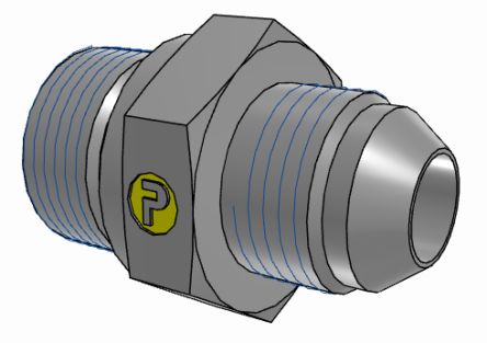 Parker 8M22F82EDMXS Hydraulic Fitting Male, 37 °, Steel, 22 mm Hose ID