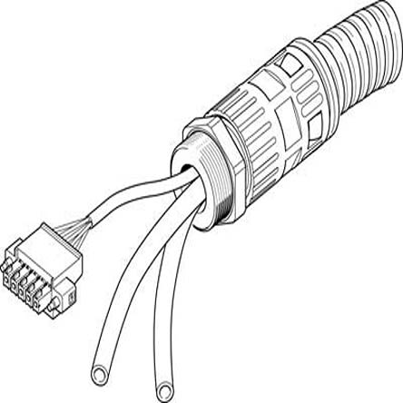 Festo Male 5 way Straight Plug to Male 5 way Open End Connector Cable, 5 m