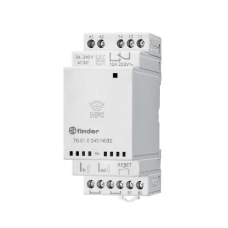 Finder NFC Monitoring Relay, 1 Phase, SPDT-CO, DIN Rail, 50mA to 16A, 24 V dc, 240V ac