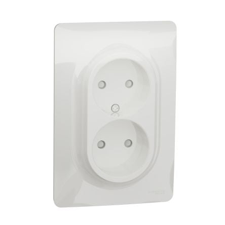 Schneider Electric, Unica IP4X White Socket, 2, Rated At 16A, 250V