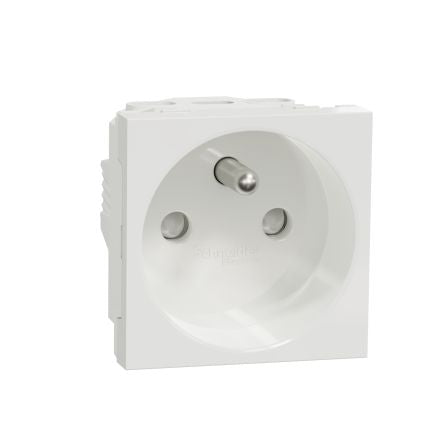 Schneider Electric, Unica IP4X White 2P+PE Straight Socket, 16A, 250V