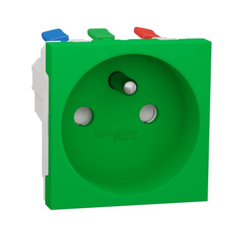 Schneider Electric, Unica IP4X Green Socket, 2P+PE, Rated At 16A, 250V