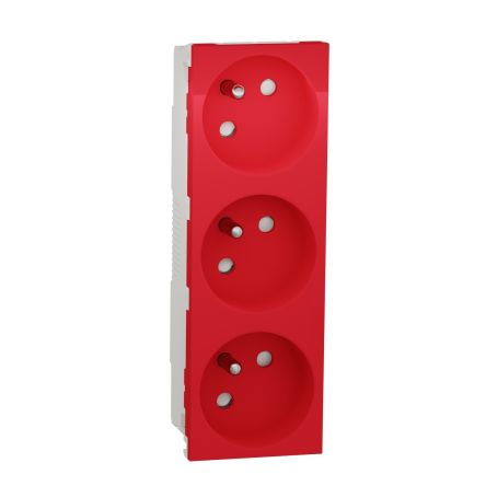Schneider Electric, Unica IP3X Red Socket, 2P+PE, Rated At 16A, 250V