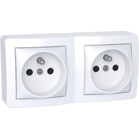 Schneider Electric Alréa White 2 Gang Plug Socket, 16A Indoor, French 2P
