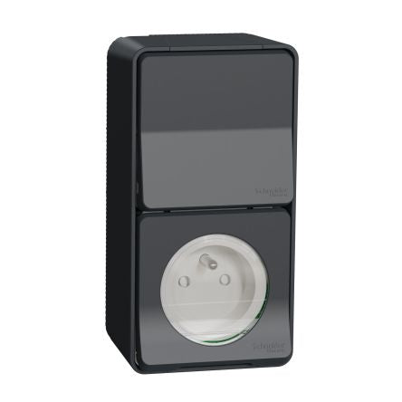 Schneider Electric Mureva Styl Grey 1 Gang Plug Socket, 10A Indoor, French 2P