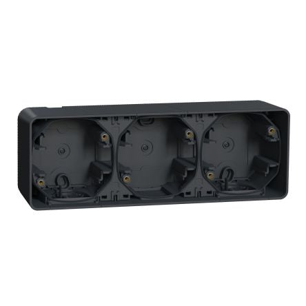 Schneider Electric Mureva Styl Grey Polypropylene Junction Box, IP55, Surface Mount Mount, 3 Gangs 54 mm 76mm 54 mm