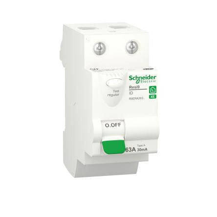 Schneider Electric Resi9 XE Series Residual Current Circuit Breaker, 63A, 2-Pole, 30 mA, Type A, 0.5 kA 230V ac