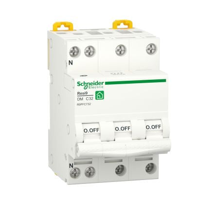 Schneider Electric Resi9 Resi9 Miniature Circuit Breaker, 3-Pole, 32A, C Curve, 400V ac AC, 3000 A Breaking Capacity