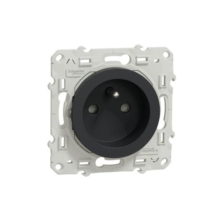 Schneider Electric Odace 2011 Anthracite 1 Gang Plug Socket, 16A Indoor, French 2P