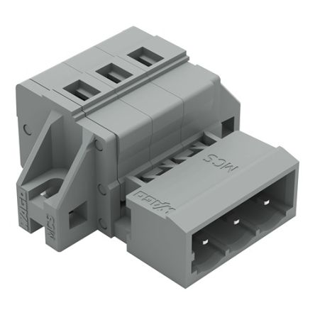 WAGO 231 Series Snap-in Pluggable Connector Male Cage Clamp, 3-Pole, 12A, 3-Way