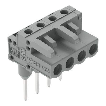 WAGO 232 Series Angled PCB PCB Connector, 4-Contact, 1 Row, 5 mm Pitch Solder