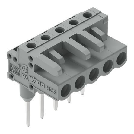 WAGO 232 Series Angled PCB PCB Connector, 3-Contact, 1 Row, 5 mm Pitch Solder