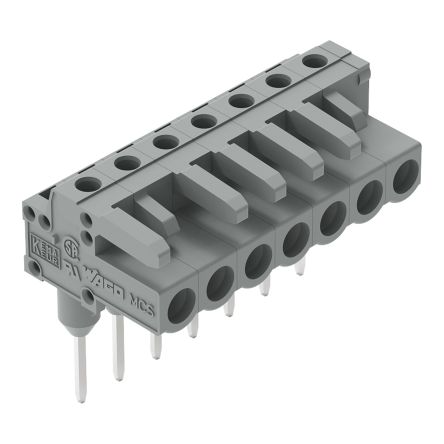 WAGO 232 Series Angled Rail PCB Connector, 7-Contact, 1 Row, 5 mm Pitch Socket