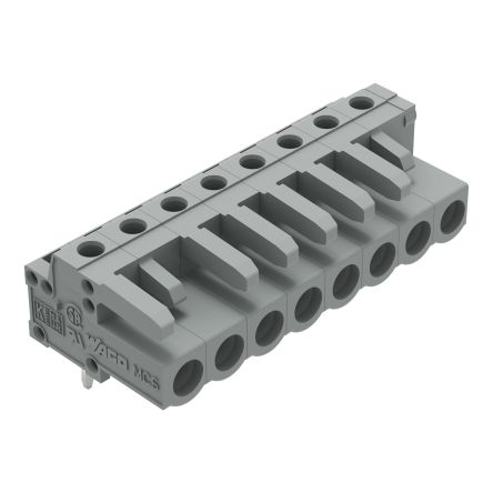 WAGO 232 Series Angled PCB PCB Header, 8-Contact, 1 Row, 5 mm Pitch Solder Pin