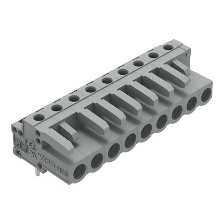 WAGO 232 Series Angled PCB PCB Header, 9-Contact, 1 Row, 5 mm Pitch Solder