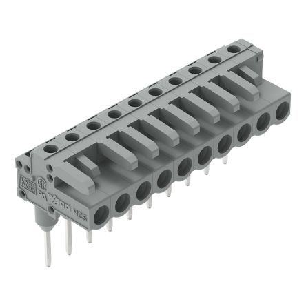 WAGO 232 Series Angled Rail PCB Connector, 10-Contact, 1 Row, 5 mm Pitch Socket