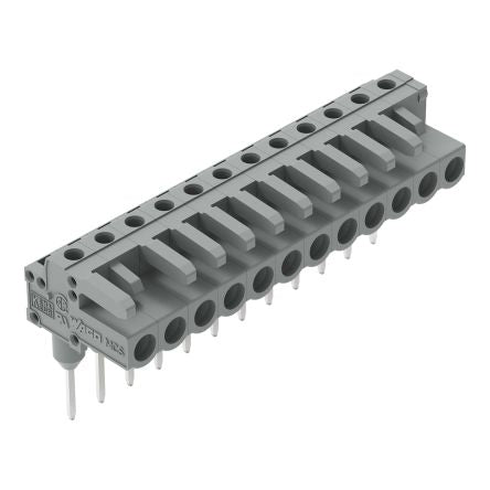 WAGO 232 Series Angled Rail PCB Connector, 12-Contact, 1 Row, 5 mm Pitch Solder