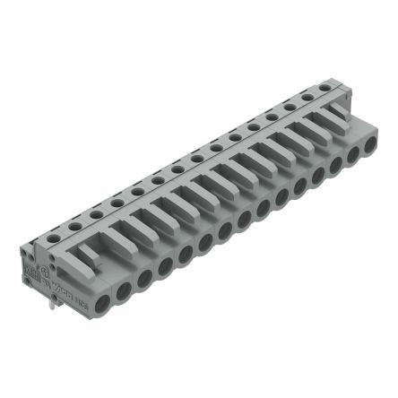 WAGO 232 Series Angled PCB PCB Header, 15-Contact, 1 Row, 5 mm Pitch Solder Pin