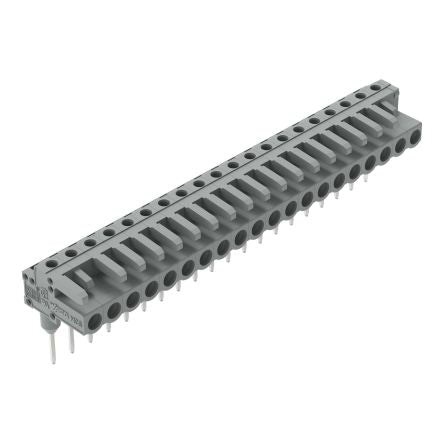WAGO 232 Series Angled Rail PCB Connector, 20-Contact, 1 Row, 5 mm Pitch Plug-In
