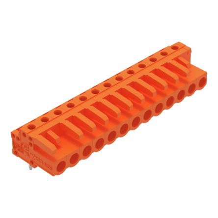 WAGO 232 Series Angled PCB PCB Header, 13-Contact, 1 Row, 5.08 mm Pitch Solder