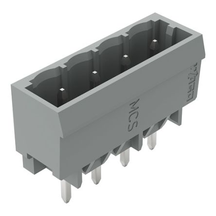 WAGO 231 Series Straight PCB Header, 4 Contact(s), 5 mm Pitch, 1 Row, Shrouded