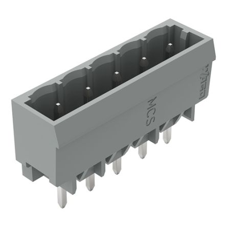WAGO 231 Series Straight PCB Header, 5 Contact(s), 5 mm Pitch, 1 Row, Shrouded