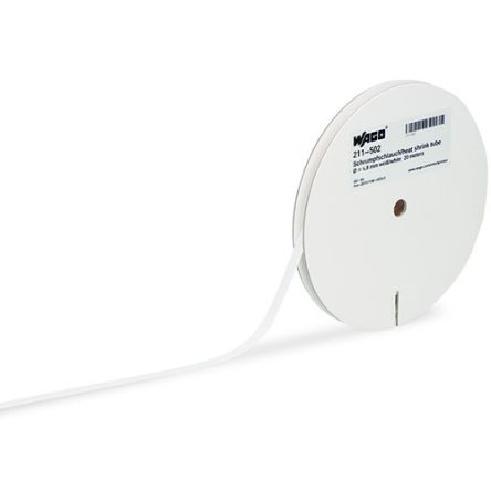WAGO Halogen Free Heat Shrink Tubing, White 6.4 mm Sleeve Dia. x 20m Length 2:1 Ratio
