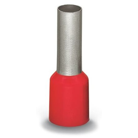 WAGO, 216 Insulated Bootlace Ferrule, 12 mm Pin Length, 4.5 mm Pin Diameter, Red