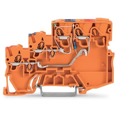 WAGO 2000-5352/1102-953 TOPJOB S Series DIN Rail Terminal Block Orange, 1mm², 3-Level, Cage Clamp