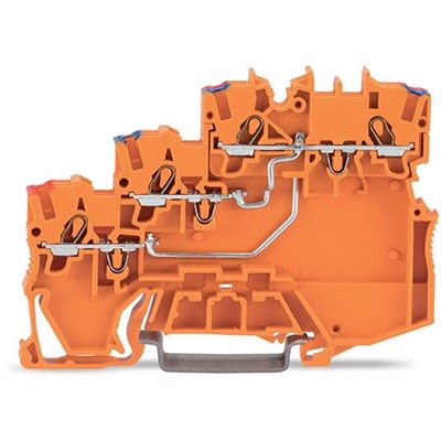 WAGO 2000-5372 TOPJOB S Series DIN Rail Terminal Block Orange, 1mm², 3-Level, Cage Clamp